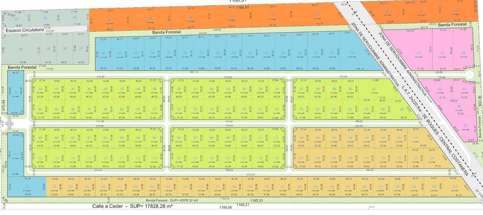 Masterplan del parque industrial Intepark con la ubicación de los lotes